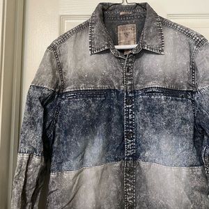 Men’s Guess Blue & Grey Button Down Shirt